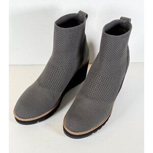 Eileen Fisher AMOS London Stretch Knit Wedge Ankle Boots Gray